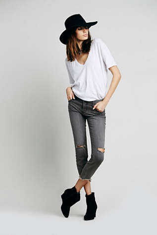 Free People Womens Destroyed Ankle Skinny