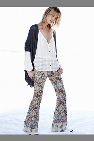 Free People Womens New Delhi Border Flare