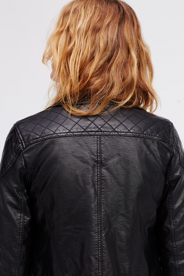 Vegan Leather Belted MOTO jacket main image 1