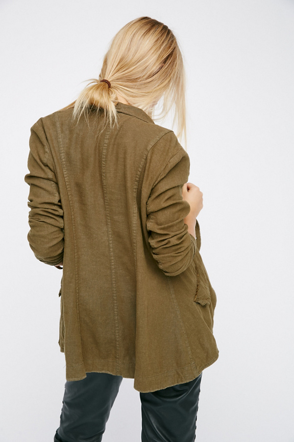Blazer Free People Taille 0 Péplum Volants - Veste Beige Ivoire Bohème En Coton