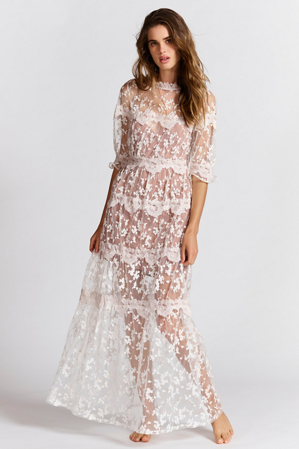 Rosebud Embroidered Mesh Maxi Dress Free People